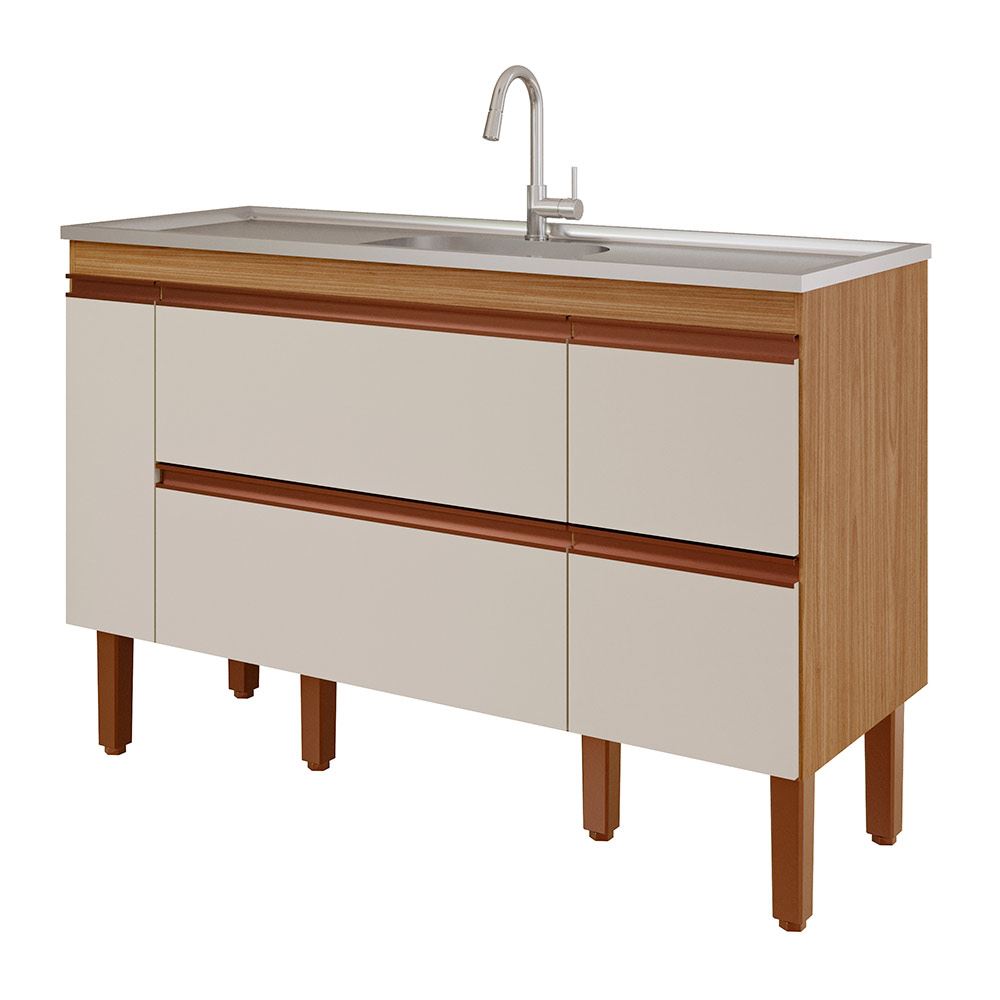 Gabinete para Cozinha em Mdf 134x89cm com 1 Porta e 4 Gavetas Prisma ...