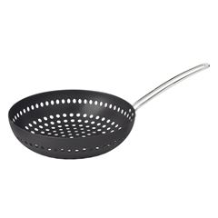 Frigideira Grelha Perfurada Wok 26cm Alumínio Anodizado para Churrasco com Cabo TRAMONTINA / REF. 20847/026