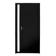Porta de Giro 100x210 Lambril Prime com Vidro Liso de Alumínio Preto QUALITY / REF. HOP005020