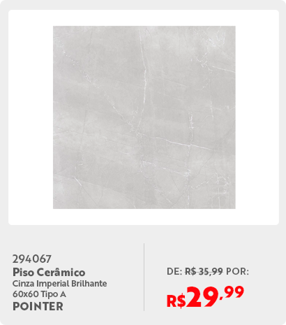 294067	Piso Cerâmico Cinza Imperial Brilhante 60x60 Tipo A POINTER PE