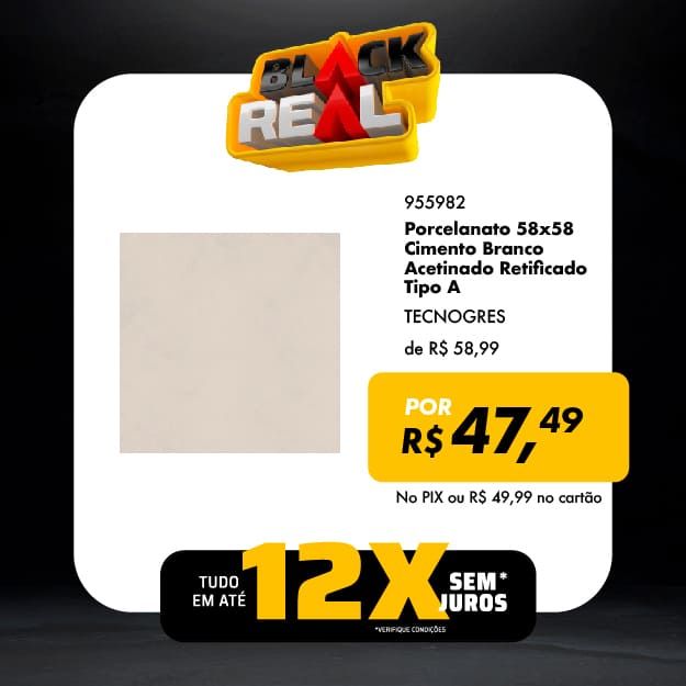 Porcelanato 58x58 Cimento Branco Acetinado Retificado Tipo A TECNOGRES