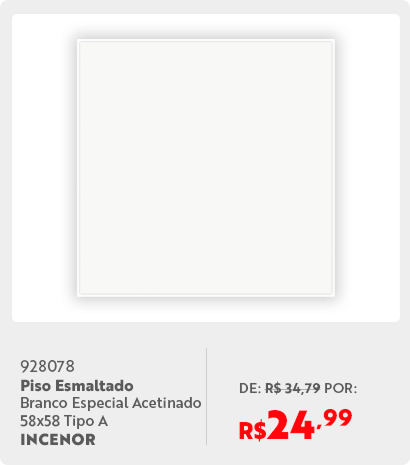 928078	Piso Esmaltado Branco Especial Acetinado 58x58 Tipo A INCENOR PE