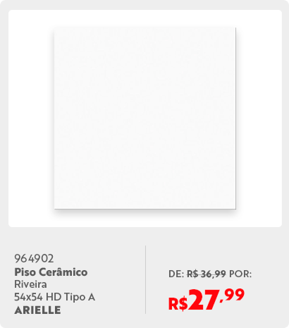 964902 Piso Cerâmico Riveira 54x54 HD Tipo A Branco ARIELLE PE