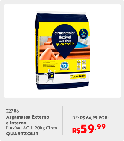 32786 Argamassa Externo e Interno Flexível ACIII 20kg Cinza QUARTZOLIT PE