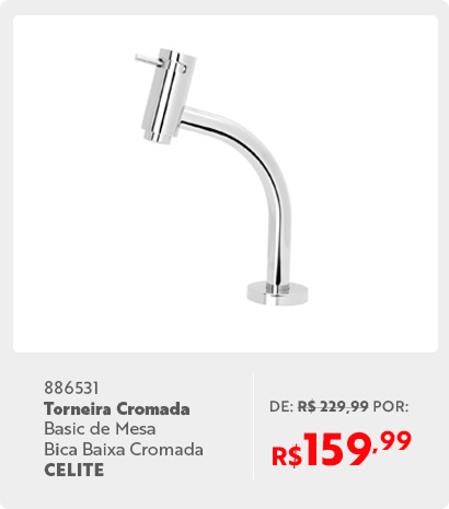 886531 - Torneira Cromada Basic de Mesa Bica Baixa Cromada CELITE PE 