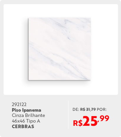 292122 - Piso Ipanema Cinza Brilhante 46x46 Tipo A CERBRAS PE