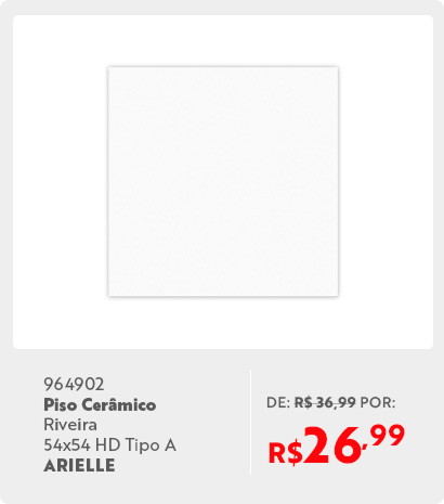964902 - Piso Cerâmico Riveira 54x54 HD Tipo A Branco ARIELLE PE