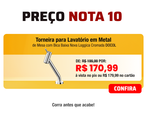 Torneira para Lavatório em Metal de Mesa com Bica Baixa Nova Loggica Cromada 