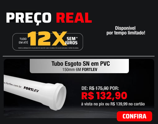 Tubo Esgoto SN em PVC 150mm 6M FORTLEV